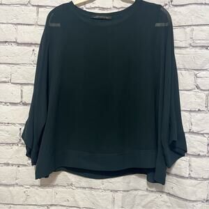 Zara Kimono Sheer Dark Green Blouse Size Small
